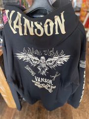【XXLサイズ】バンソン フライングイーグル 刺繍 裏毛 スウェットパーカー メンズ 新作2023-2024年モデル VANSON nvsz-2310