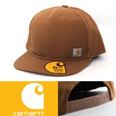 スナップバック キャップ 帽子 カーハート 平ツバ Carhartt 100289 Canvas Baseball Cap ブラウン系 6VHAA USA ワークウェアブランド