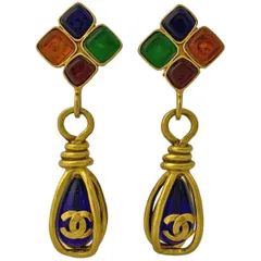 シャネル CHANEL ココマーク カラーストーン イヤリング グリポア スイング イヤリング GP ゴールド ブルー マルチカラー レディース 【中古】