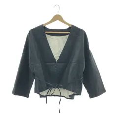 【美品】  Gauze# / ガーゼ | リネン ノーカラー ジャケット | F | ブラック | レディース