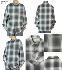 新品 キャルトップ シャツ オンブレチェック CALTOP メンズ 2000 OMBRE LONG SLEEVE SHIRTS ネルシャツ グレー チカーノ USA製 メキシコ製 ウェッサイ 西海岸 HIPHOP ギャングスタ カルトップ ゆるだぼ ビッグ