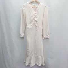 ◇ DM・peach 長袖 ロング丈 ワンピース サイズS アイボリー レディース E  【1407020065115】