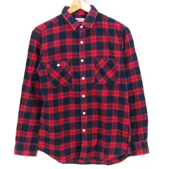 ブラウニー 長袖シャツ トップス ネルシャツ チェック柄 コットン100% メンズ Mサイズ 赤×紺 BROWNY 【中古】