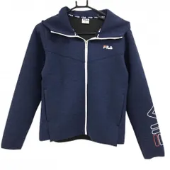 【美品】フィラ ジップパーカー ネイビー×白 ブルゾン 袖ロゴ  レディース S ゴルフウェア FILA GOLF