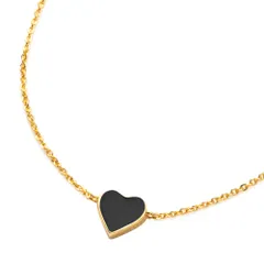 【ブラック×ワンサイズ】[Cream dot. クリームドット公式] ブレスレット レディース  金属アレルギー ニッケルフリー ハート 小さめ 小さい ミニ エポキシ 縁どり 大人 赤  のサムネイル