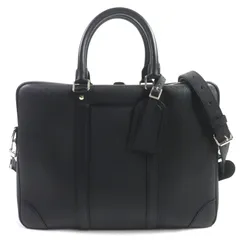 極美品▼LOUIS VUITTON ルイヴィトン M30975 ポルトドキュマン ヴォワヤージュ タイガ レザー 2WAY ブリーフケース ブラック シルバー金具 フランス製 メンズ 定価485,100円