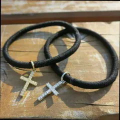 アクセサリー 2ペア お揃いで クリスタルクロスブレスレット