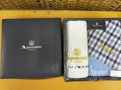 E29-20250809-09 Aquascutum アクアスキュータム フェイスタオル＆ゲストタオル ギフトセット 箱付き