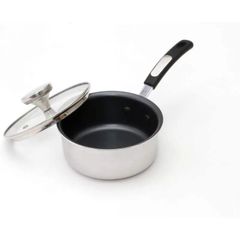 ステンレス　ミルクパン　14cm　蓋付き　IH可　※中古品