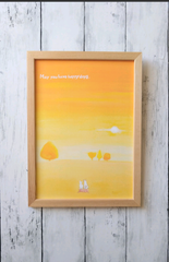 『あなたに良いことが訪れますように』 アート ポスター 猫 夕陽 名言 絵 絵画 水彩画 風景画 雑貨 風水　インテリア　A4