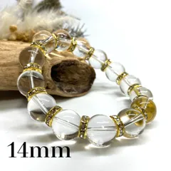 水晶 パワーストーン ブレスレット 天然石ブレス  (ゴールド) 14mm メンズ・レディース　男性・女性　数珠ブレス　開運  [2]