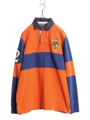 【お得なクーポン配布中!】 ヴィンテージ 加工 90s ポロ ラルフローレン ボーダー 長袖 ラガーシャツ メンズ L 古着 90年代 オールド ラグビー コットン ナンバリング