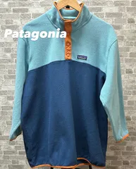 patagonia パタゴニア フリース シンチラ スナップT ハーフボタン XL ライトブルー ネイビー 古着 中古 10070