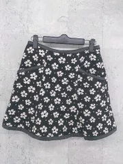 ◇ Rirandture リランドチュール サイドジップ　花柄 台形 ミニ スカート 2 ブラック　ホワイト *  【1002799839044】