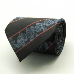 シャルル・ジョルダン ブランド ネクタイ ストライプ柄 花柄 リーフ柄 シルク PO メンズ グレー CHARLES JOURDAN 【中古】