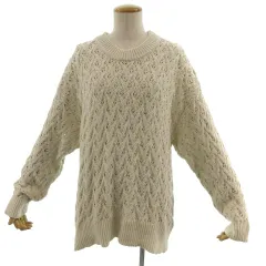 グローバルワーク GLOBAL WORK ニット 長袖 ケーブル編み コットン混 アイボリー L