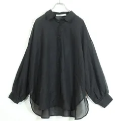 アノネネ★ゆったりフォルム♪シアーな長袖シャツ サイズM 黒系 無地 z12961