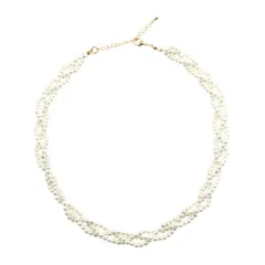 【ホワイト×ワンサイズ】[Cream dot. クリームドット公式] ネックレス レディース  ショート シンプル チェーン パール 編み込み ハンドメイド 大人 上品 エレガント 結婚式 お呼ばれ パーティー 二次会  