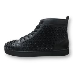 未使用品 Christian Louboutin LOUIS FLAT ルイスフラット スパイクスタッズ ハイカット スニーカー シューズ クリスチャンディオール  ブラック 44   90888A3