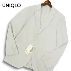 【新品 未使用】 UNIQLO ユニクロ 通年 感動ジャケット★ ストライプ アンコン テーラード ジャケット Sz.S メンズ 灰