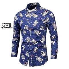 [5XL]秋冬 コーデ メンズ 用 服 シンプル ファッション オシャレ 大人 かっこいい 大きいサイズ ストリート 紳士服 花柄 プリント 長袖 シャツ カジュアル スリムフィット 薄手 