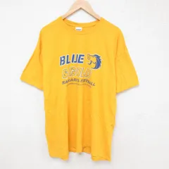 XL/古着 半袖 Tシャツ メンズ ブルーゴールド 大きいサイズ コットン クルーネック 濃黄 イエロー 25jun27 中古
