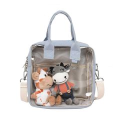 【在庫処分】痛バッグ 推しバッグ 20cmぬいぐるみ用 [YQWIN] 痛バ ショルダー ぬいぐるみポーチ 見せバッグ クリアバッグ ポーチ 斜めがけ 痛バック 透明 お出かけ 人形入れ ビニール おたく 推し活 防塵 小物 防水 クリアバッグ ファスナー用