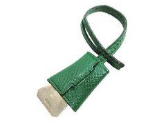 HERMES エルメス ミニクロシェット バッグチャーム キーホルダー グリーン シルバー メンズ レディース B056-0611①