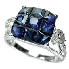 13号 ミステリーセッティングサファイア 1.25ct ダイヤモンド 0.25ct リング・指輪 K18WGホワイトゴールド 18金  4.0g レディース 【中古】【真子質店】【NN】