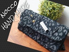 No.600【レア✨leopardDENIM✖️英字柄 Longwallet♥】デニムリメイク👖長財布♪お揃いチャーム付き♡