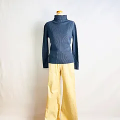 レディース コーデ売り タートルネック ニット ブルー silent worth Mサイズ ズボン パンツ イエロー スリット仕上げ 秋服 まとめ売り 婦人服 セット売り