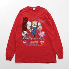 DELTA デルタ NFL フットボール ロンT 長袖 US古着 アメリカ製 プリント キャラクター レッド Lサイズ 古着 【UR-0181】