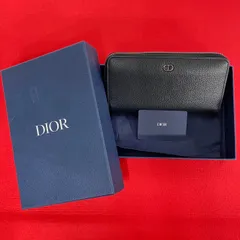 極 美品 希少品 箱 袋 カード付き Christian Dior ディオール CD ロゴ 金具 レザー 本革 ラウンドジップ 長財布 ウォレット ブラック 85915