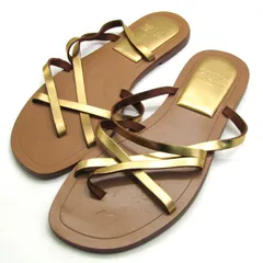 ザラ サンダル フラットシューズ 靴 レディース 38サイズ ベージュ/ゴールド ZARA 【中古】