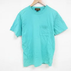 L/古着 エディーバウアー 半袖 ビンテージ Tシャツ メンズ 90s 無地 胸ポケット付き コットン クルーネック 青緑 spe 25jun25 中古