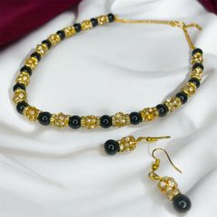 黒と金のネックレス＆ピアス インドビーズ 正装セット