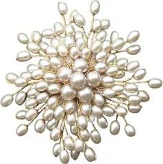 Herbeluemily(ハベルミリィ) ブローチ パール フラワー コサージュ フォーマル 卒業式 入学式 結婚式 おしゃれ 花(A flowerホワイト,  標準)