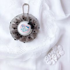 ハンドメイド　両面マタニティマーク　チュールロゼット　ブラックxグレージュ　完成品