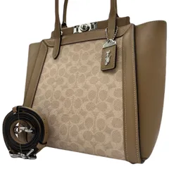 未使用級<!-利用不可文字-!>COACH ショルダーバッグ 2WAY シグネチャー ターンロック バイカラー 馬車 フリンジ 斜め掛け 78487 シグネチャー PVC レザー 革 ブラウン ブラック 通勤 通学 レディース 女性