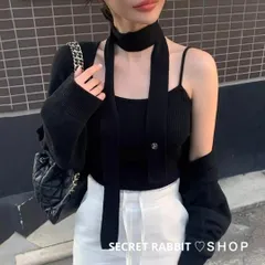 韓国♡嬉しい3点セット ニットトップス キャミ カーディガン チョーカー付き