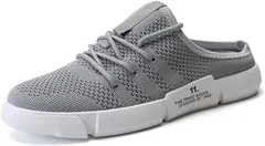 Lopis 楽に履ける スリッポン かかとなし メンズ 靴 お洒落 スニーカー メッシュ サンダル 通気性 防滑 歩きやすい クッション性 26.0 cm( グレー,  26.0 cm)