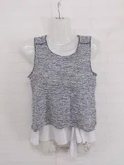 ◇ BANANA REPUBLIC コットンニット 柄 ベスト タンクトップ アンサンブル サイズXS ホワイト ネイビー レディース E  【1302180006933】