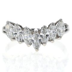Pt900 プラチナ リング ダイヤモンド 1.01ct マーキスカット 7粒 V字 指輪 15号【新品仕上済】【zz】【中古】