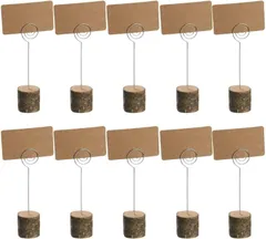 DAZUMA カードスタンド 木製 卓上 10個入り 天然木 カードクリップホルダー メモスタンド 名刺 写真立て 丸太 卓上スタンド メモホルダー 切り株 丸太スタンド