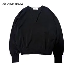 【 SLOBE IENA／スローブイエナ 】 Vネック リネンブレンドニット ブラック レディース フリーサイズ ワンサイズ