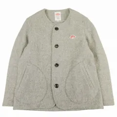 19AW ダントン DANTON WOOL MOSSER ウール モッサー コート ショート丈 メルトン ノーカラー カラーレス ロゴ パッチ ジャケット ブルゾン アウター 36/M グレー 19A-SL-001 ■O55 レディース