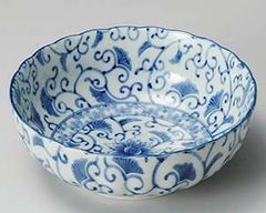 新品】有田焼 源右衛門窯 染付はぎ 大鉢 共箱 伝統工芸 盛鉢 萩 和食器