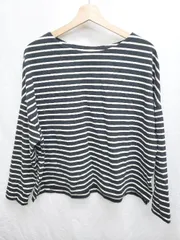 ◇ Θ nano universe ナノユニバース ボーダー 長袖 Tシャツ カットソー サイズF ブラック ホワイト レディース P  【1409250008269】