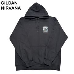 GILDAN ギルダン NIRVANA ニルヴァーナ バンド カート・コバーン ワッペン フォトデザイン バックプリント メンズ レディース フーディー パーカー Lサイズ