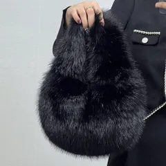 ☆ ブラック ☆ フェイクファートートバッグ pmybag20 フェイクファー バッグ ファーバッグ 小さめ エコファートートバッグ ハンドバッグ 手提げバッグ ミニトートバッグ ハンドバック トートバック レディース ミニバッグ おしゃれ かわいいのサムネイル